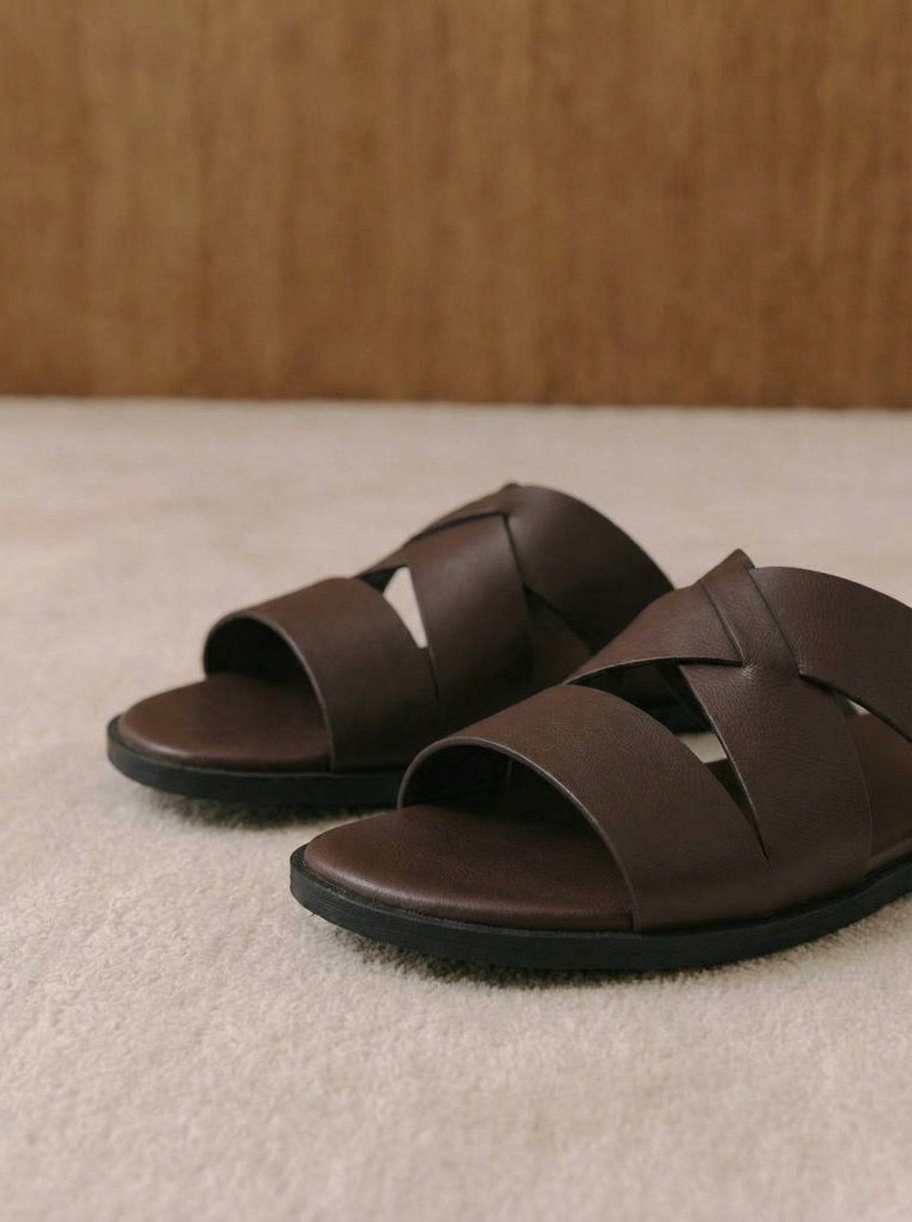Loris Cross-Strap Leather Slides