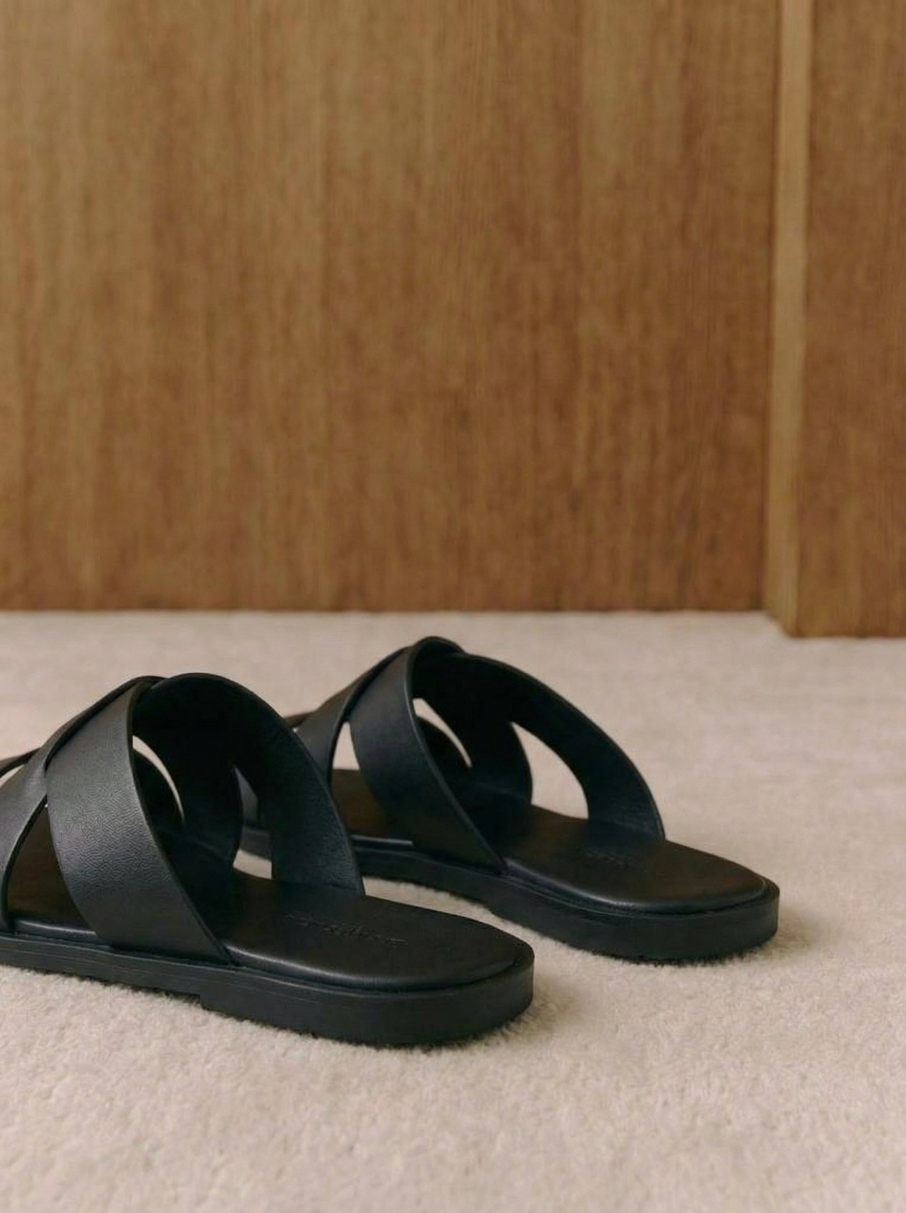 Loris Cross-Strap Leather Slides