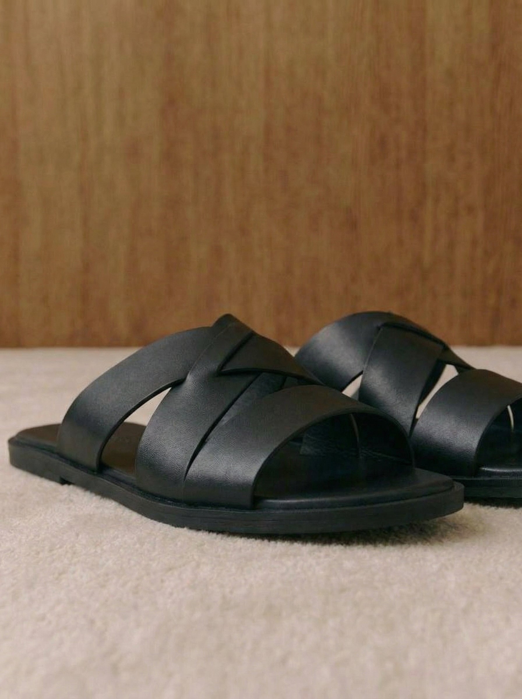 Loris Cross-Strap Leather Slides