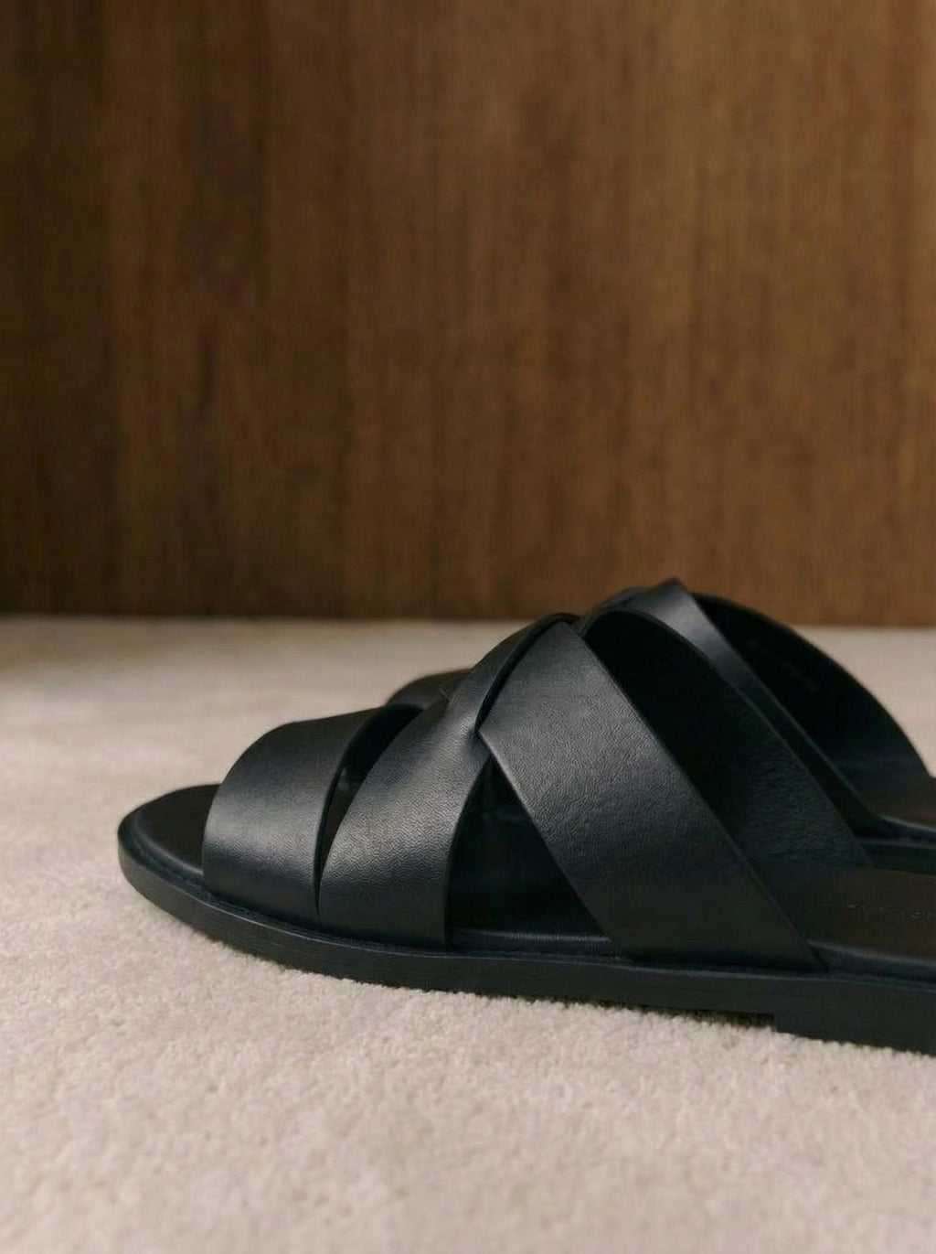 Loris Cross-Strap Leather Slides
