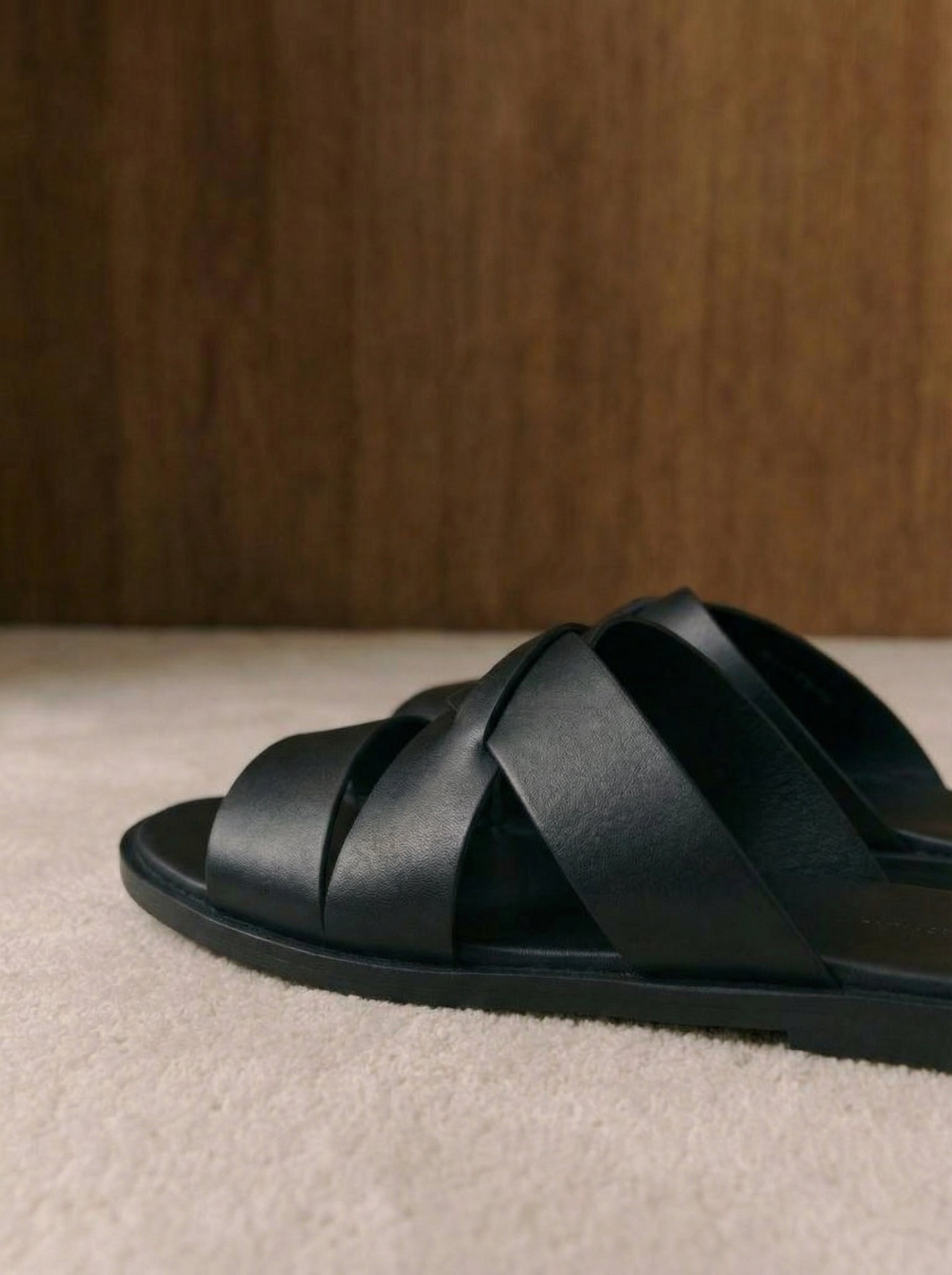 Loris Cross-Strap Leather Slides