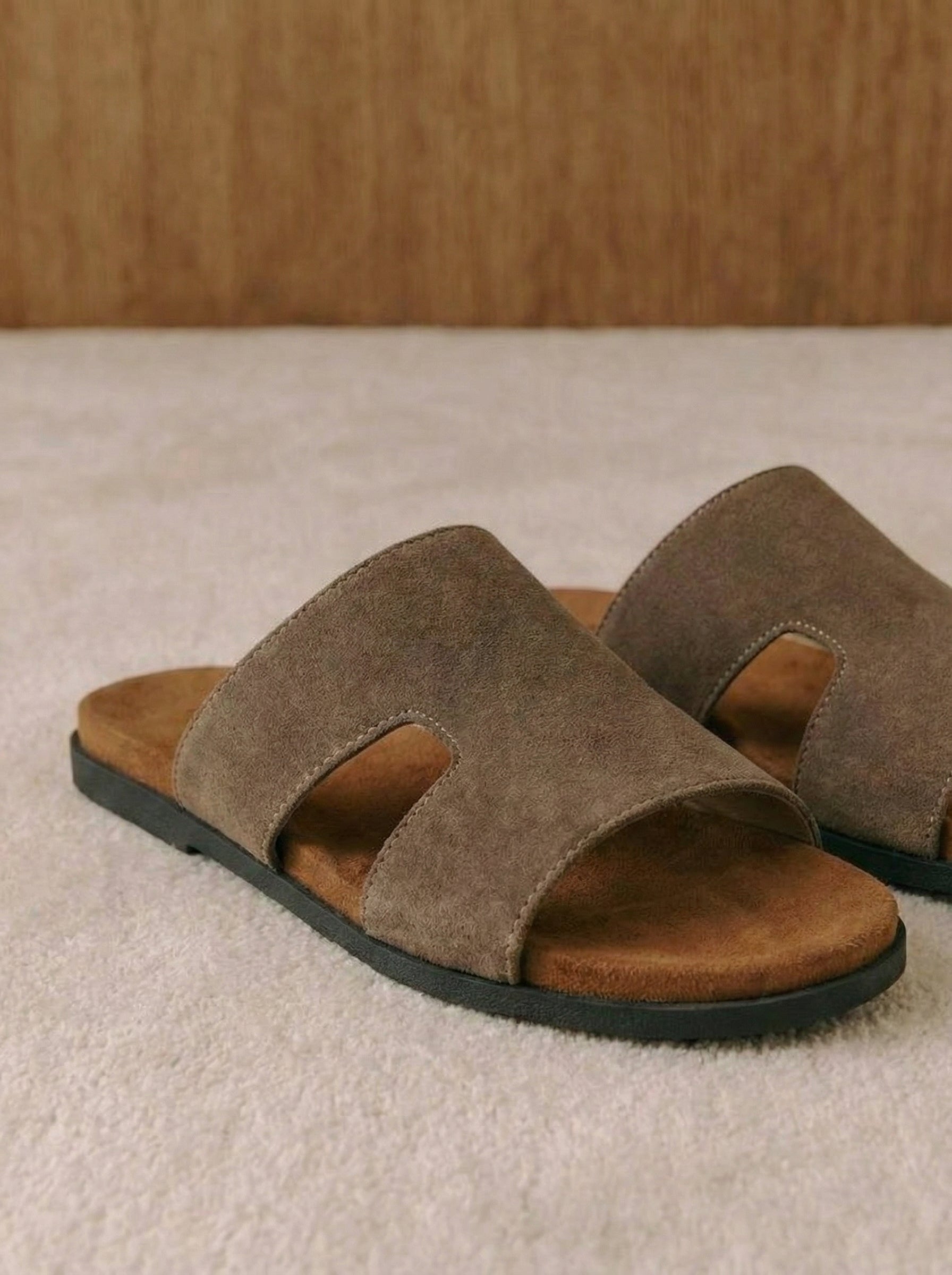 Luca Suede Cut-Out Slides