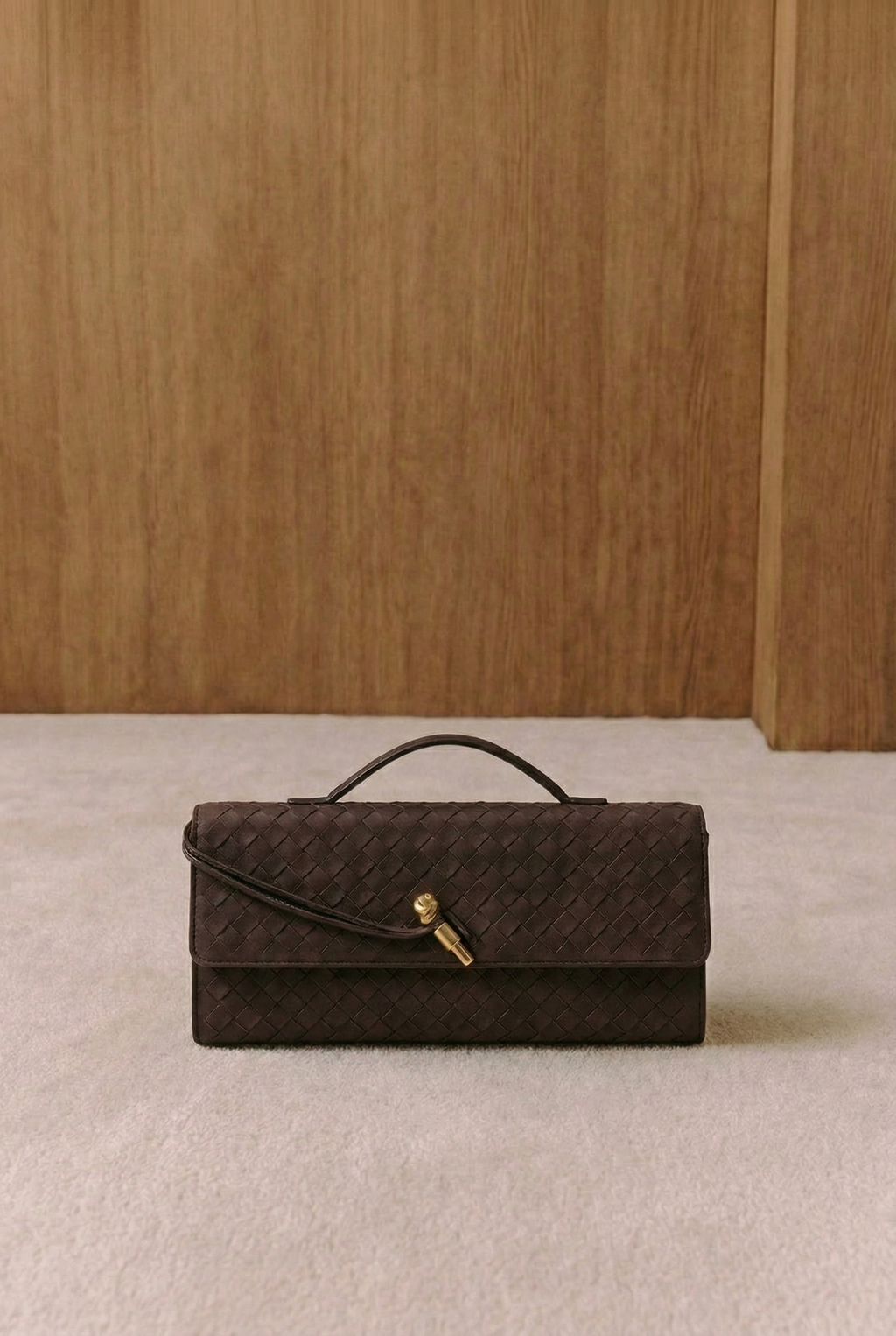 Elena Woven Suede Envelope Clutch