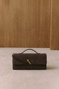 Elena Woven Suede Envelope Clutch