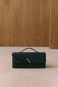 Elena Woven Suede Envelope Clutch