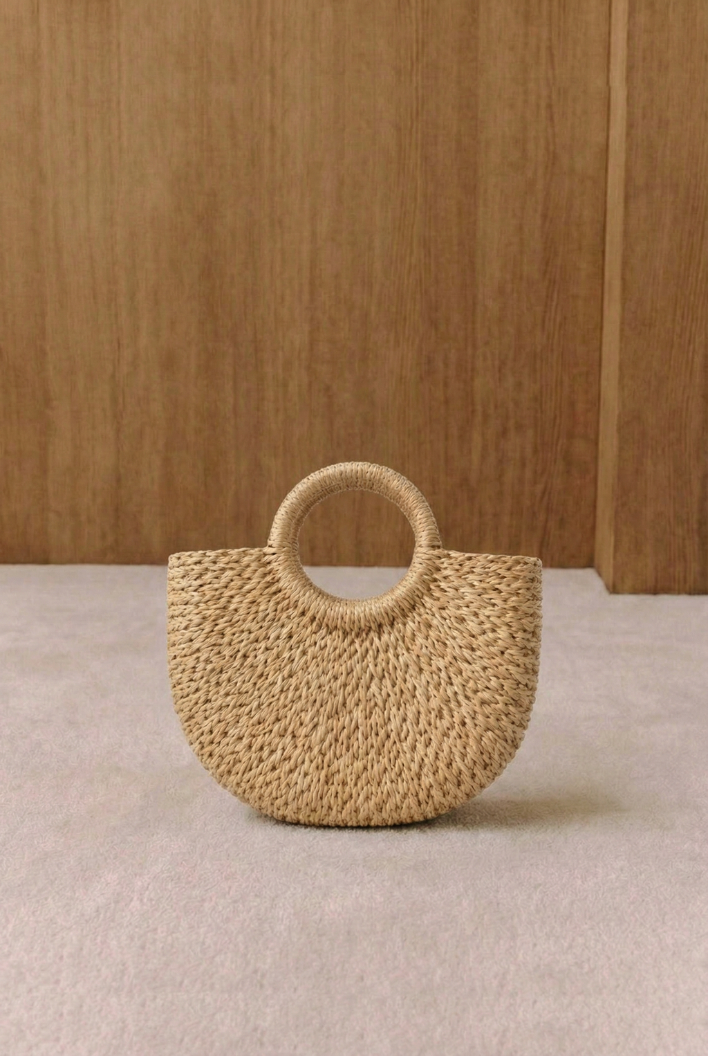 Isla Woven Straw Crescent Bag