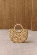 Isla Woven Straw Crescent Bag