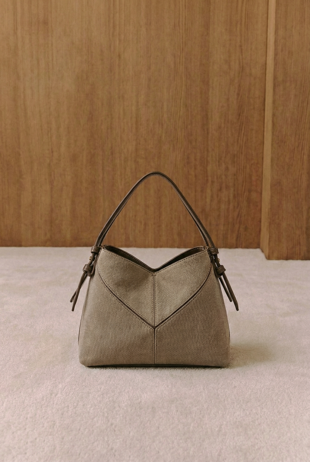 Sophia V-Stitched Suede Tote