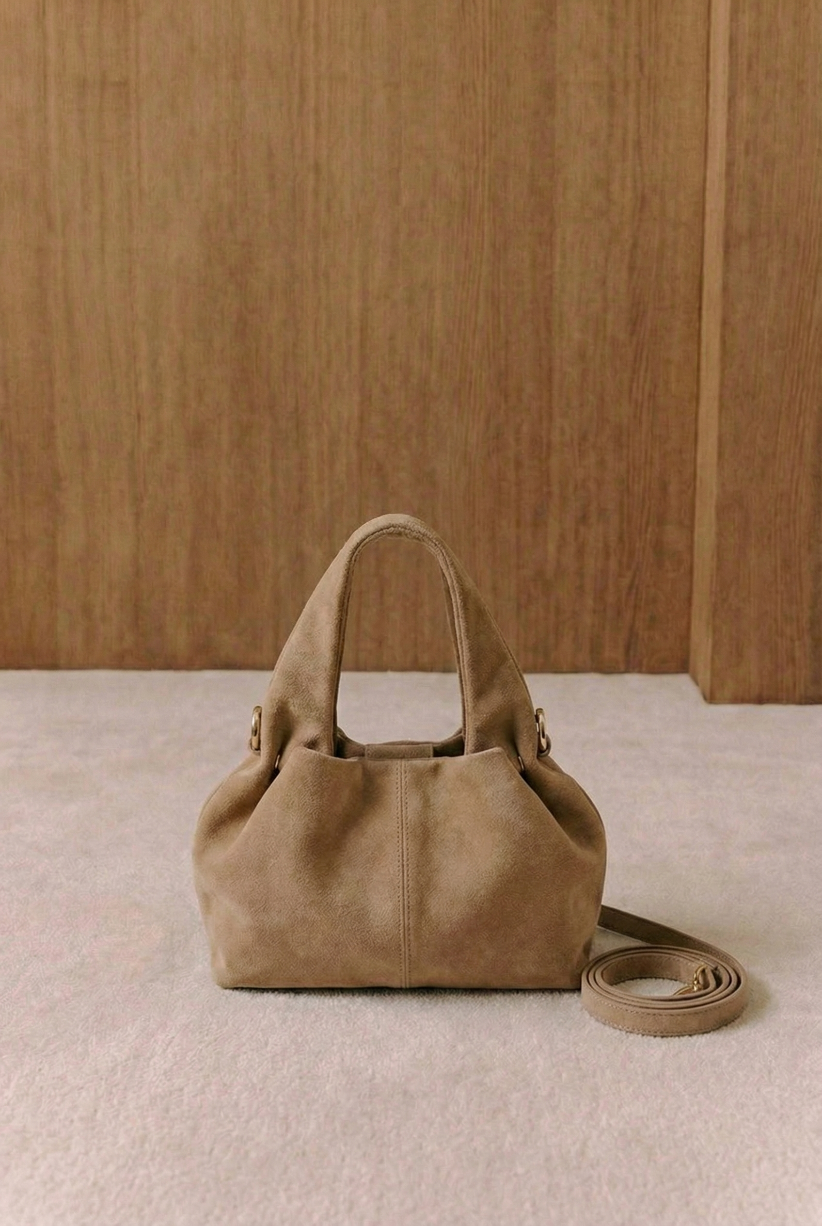 Lois Ruched Suede Hobo Bag