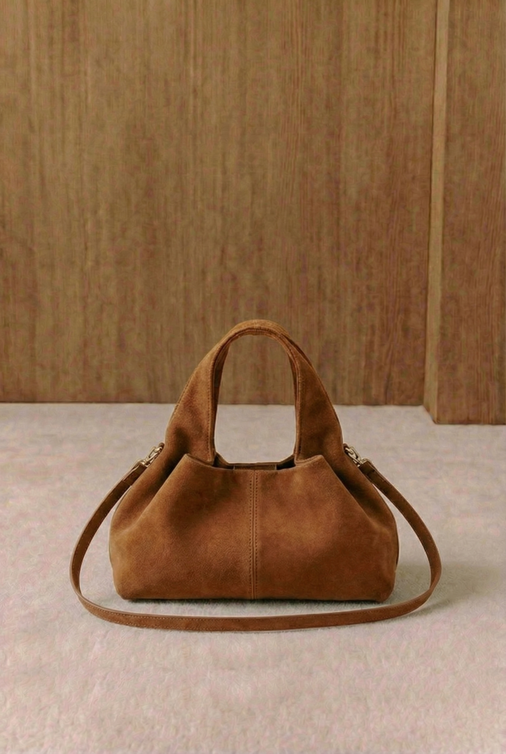 Lois Grand Ruched Suede Hobo Bag