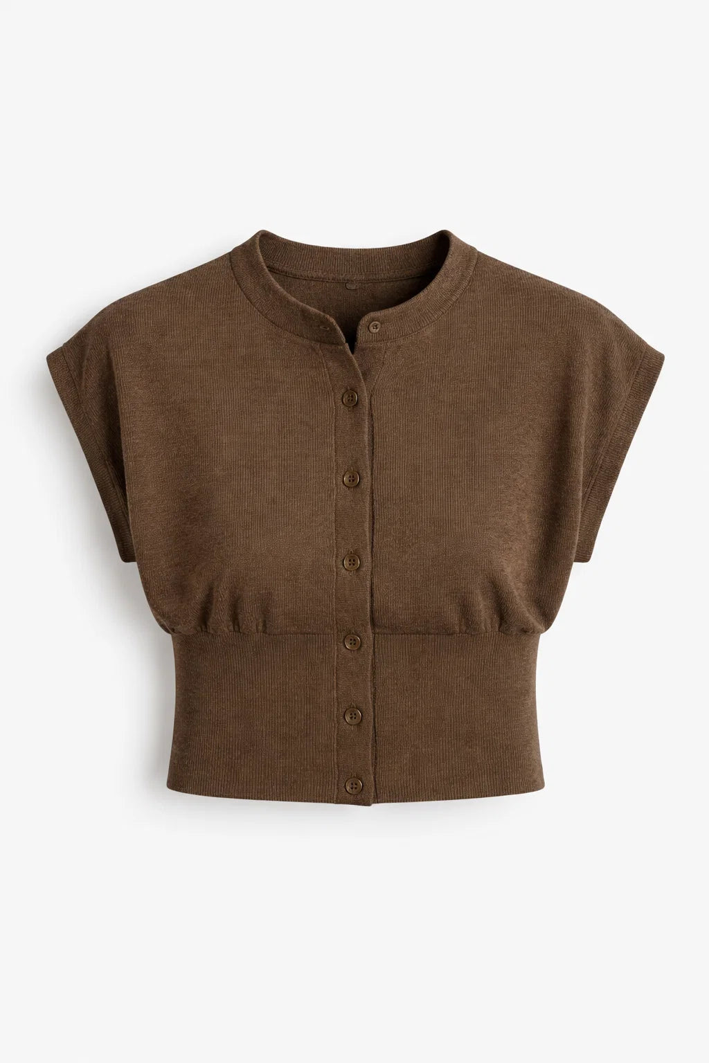 Round Neck Sleeveless Cardigan